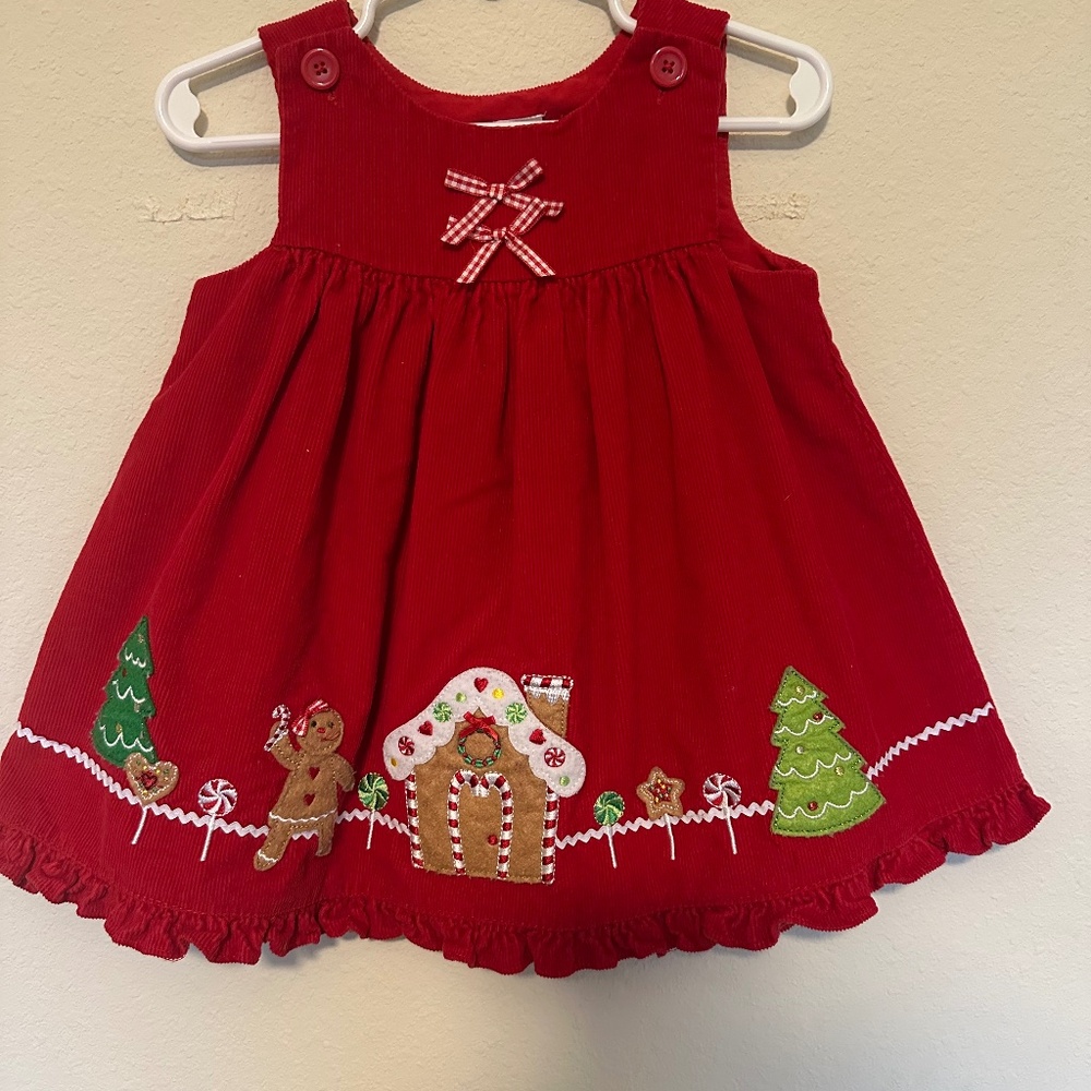 Adorable toddler gingerbread applique holiday dress